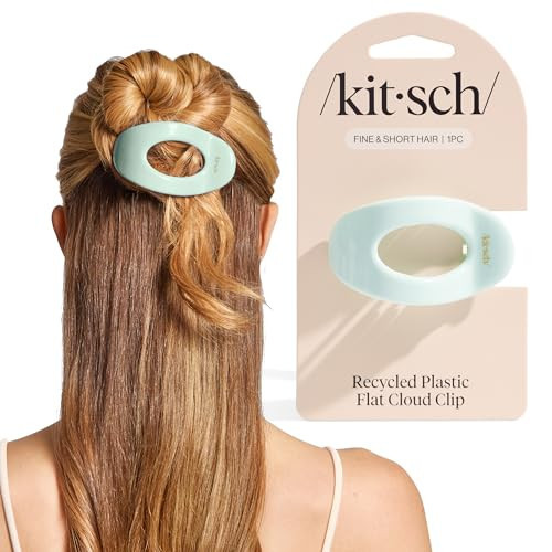 Kitsch Small Flat Claw Clips for Women - Stylish Flat Hair Clips for Women, Strong Hold for Thick & Fine Hair | Non-Slip for Secure, Comfortable All-Day Wear - Sage Leaf | Amazon (US)