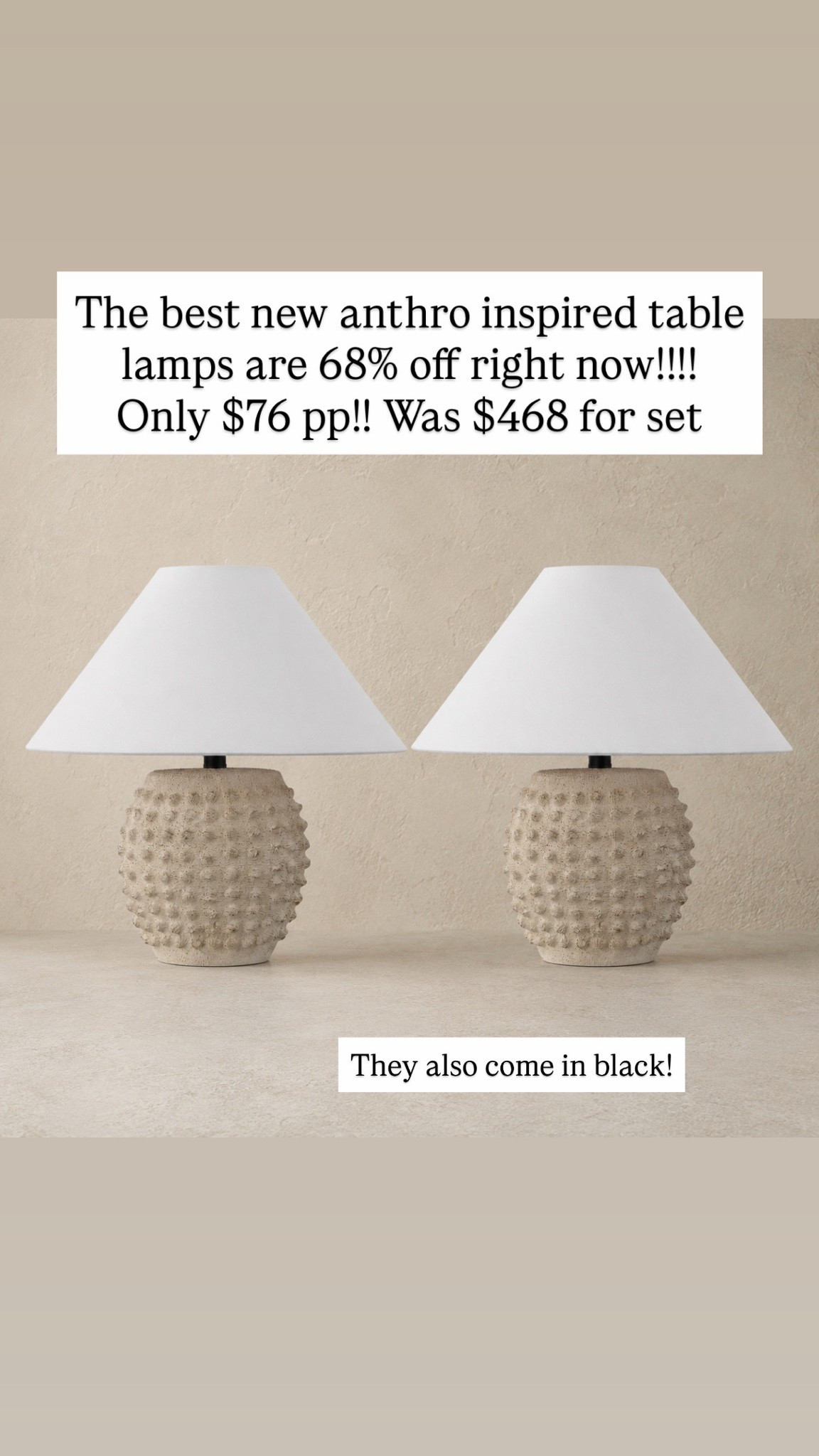 The best new anthro inspired table lamps are 68% off right now!!!! Only $76 pp!! Was $468 for set
