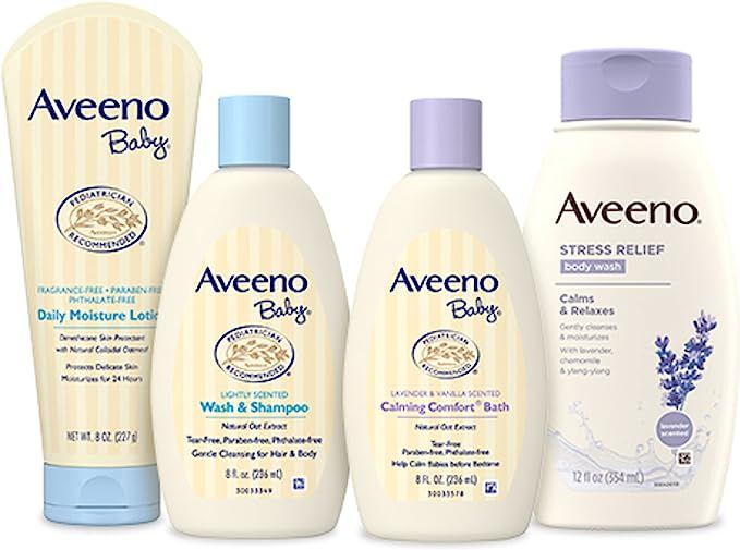 Aveeno Baby Mommy & Me Daily Bathtime Gift Set including Baby Wash & Shampoo, Calming Baby Bath &... | Amazon (US)