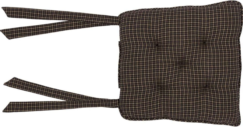 VHC Brands, Kettle Grove, Cotton, 15x15, Plaid, Chair Pad, Black | Amazon (US)