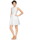 Click for more info about Gap Stripe Dobby Fit & Flare Dress - white