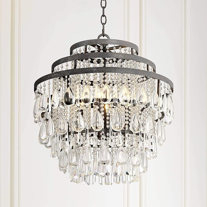 Beloit Rust Bronze Small Chandelier Lighting 20" Wide Farmhouse Crystal 3-Tier 4-Light Fixture fo... | Amazon (US)