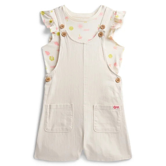 Wonder Nation Girls Shortall and Short Sleeve Tee Set, 2-Piece, Sizes 4-10 | Walmart (US)