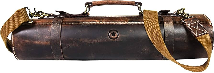Leather Knife Roll Storage Bag, Elastic and Expandable 10 Pockets, Adjustable/Detachable Shoulder... | Amazon (US)