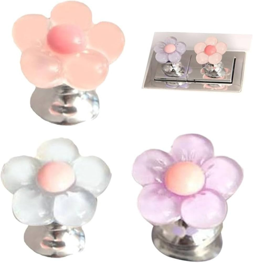 3Pcs Multicolour Cute Flower Shaped Toilet Buttons,Toilet Push Tank Buttonss, Flower Shape Toilet... | Amazon (US)