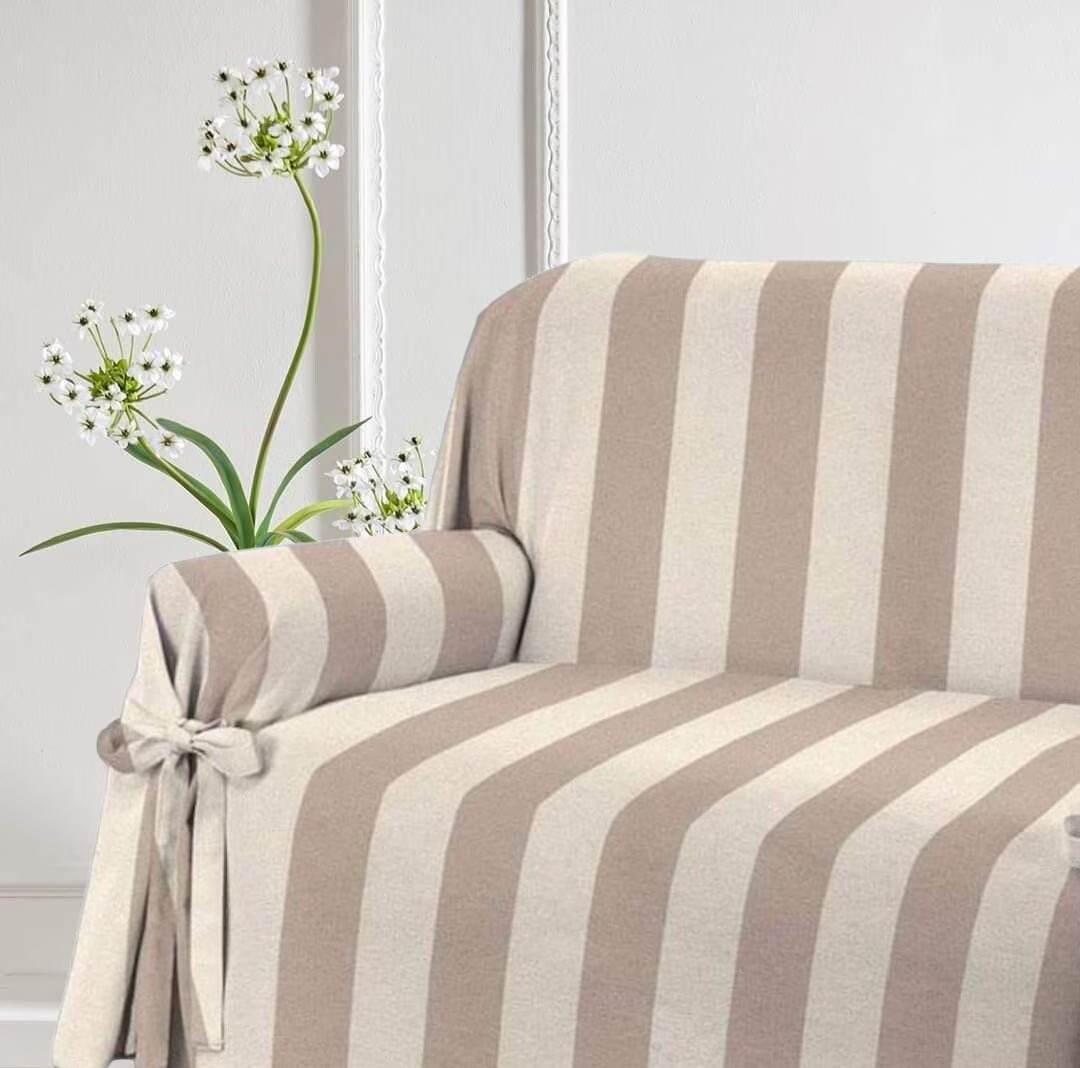 Slipcover Striped Sofa Cover Slipcover Sofa Loveseat Cover - Etsy | Etsy (US)