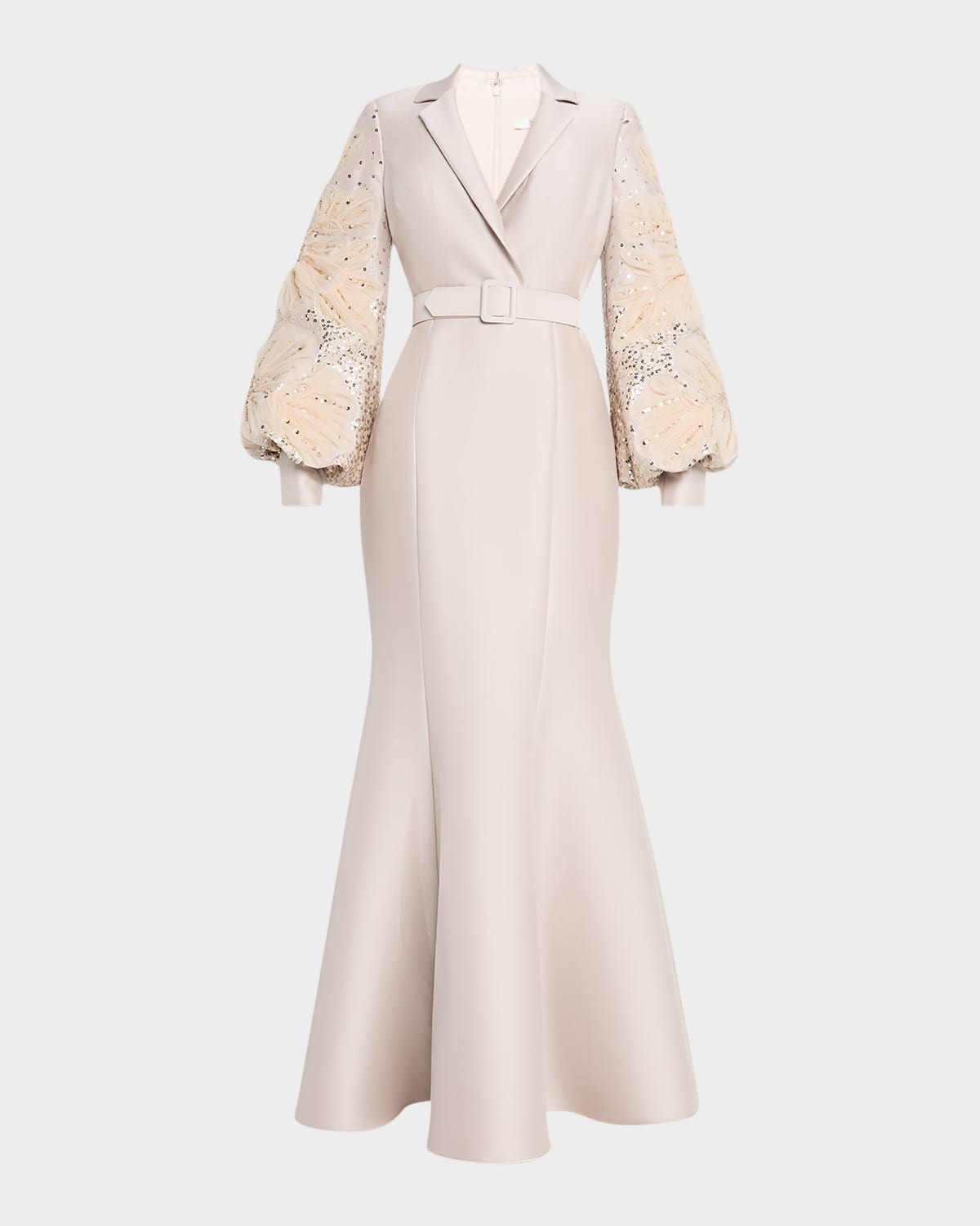 Embellished-Sleeve Mermaid Shirt Gown | Neiman Marcus