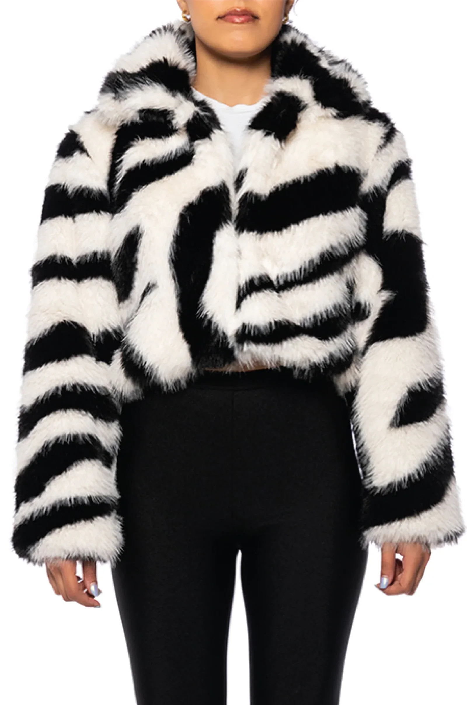 DAYANNE-ZEBRA FAUX FUR JACKET | Azalea Wang