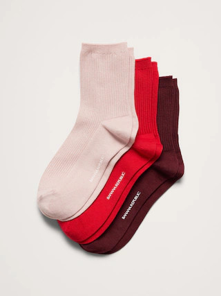 Silk-Cotton Blend Crew Sock 3-Pack | Banana Republic (CA)