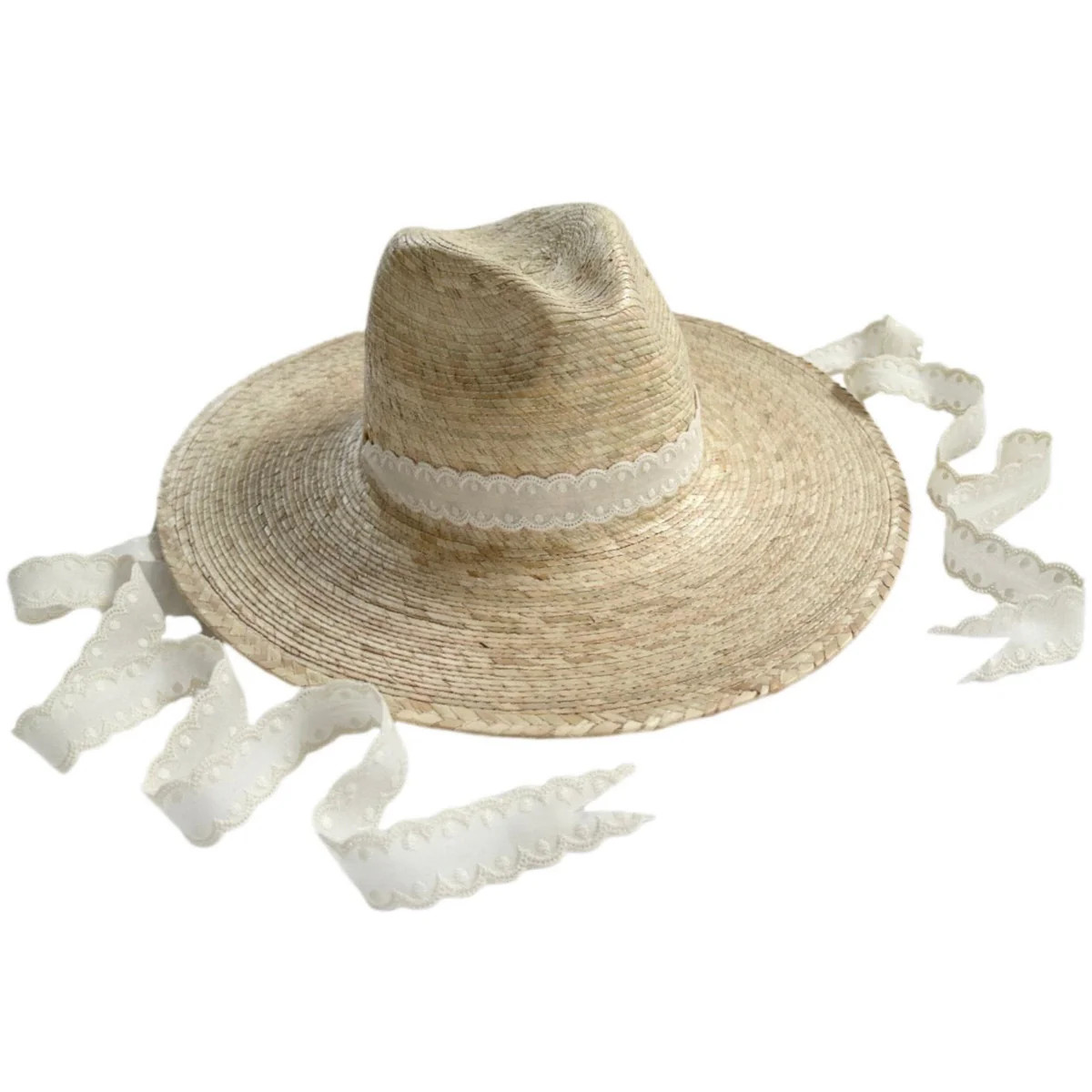 Zinnia Sun Hat - Long & Thin Vintage Eyelet Lace Ribbon | The Well Appointed House, LLC