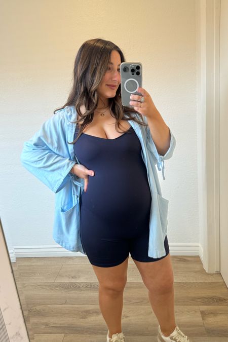 Viral jumpsuit! Not maternity but happens to be bump friendly! I’m 29 weeks and in a size medium!
Use code: 10TEZK18 for 10% off!

Button down size xs- runs big!
Jean jacket size xs- runs big!
Cakes: use code Mimi10 for 10% off

#LTKstyletip #LTKfindsunder50 #LTKbump