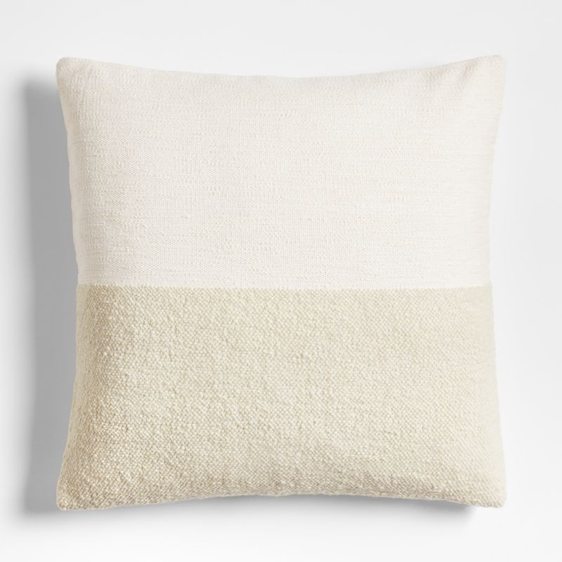 Biella Wool-Cotton Blend Textured 23"x23" Arctic Ivory Throw Pillow Cover with Feather Insert + R... | Crate & Barrel