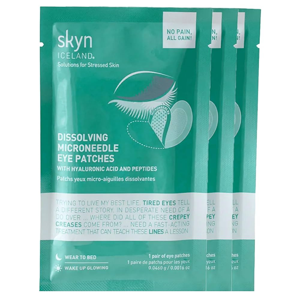 skyn ICELAND Dissolving Microneedle Under Eye Patches with 39% Hyaluronic Acid & Peptides No-Slip... | Amazon (US)