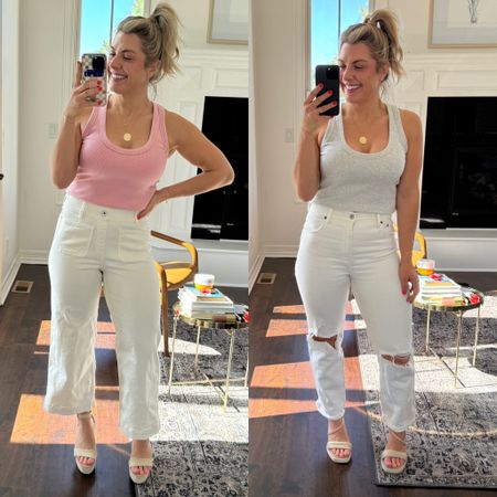 Sharing my favorite white bottoms for pear shaped bodies this spring! 

Spring style, spring outfits, white pants, white denim, white jeans, trousers 

#LTKstyletip #LTKfindsunder100 #LTKfindsunder50