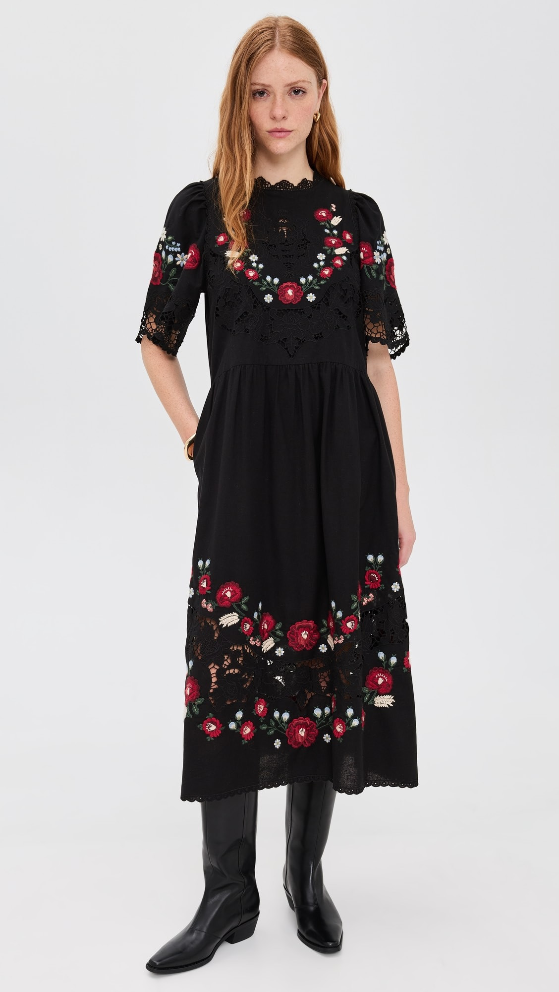 Rosaline Embroidery Midi Dress | Shopbop