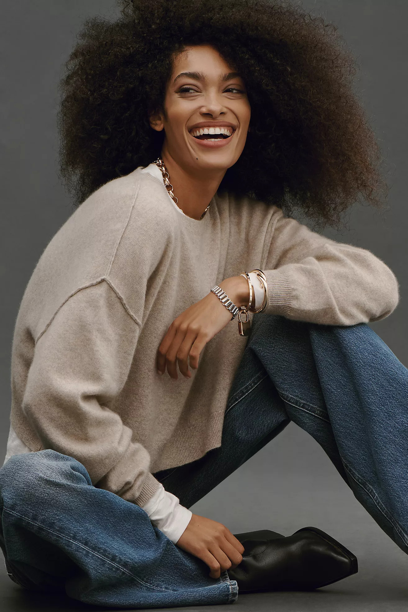 The Alani Cropped Cashmere Crew-Neck Sweater by Pilcro | Anthropologie (US)