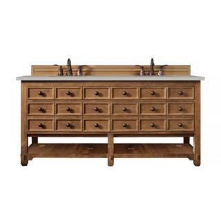 James Martin Vanities Malibu 72 in. W x 24 in. D x 35 in. H Single Bath Vanity in Honey Alder wit... | The Home Depot