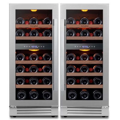 Ca'Lefort Dual 15" Dual Zone Wine Fridge Combo,56 Bottle Wine Cooler Refrigerator,Freestanding or Built-in for Kitchen Office | Target