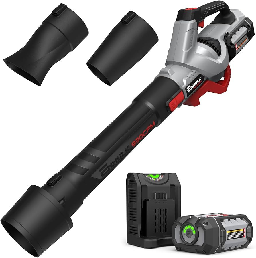 Enhulk 58V Cordless Leaf Blower, 930CFM 200MPH Brushless Power, with 5.0Ah Battery & Charger, Var... | Amazon (US)