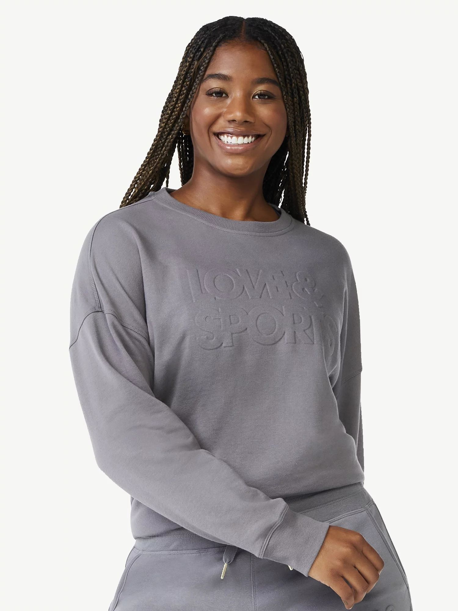 Love & Sports Women's Embossed Logo Crewneck Fleece Sweatshirt | Walmart (US)