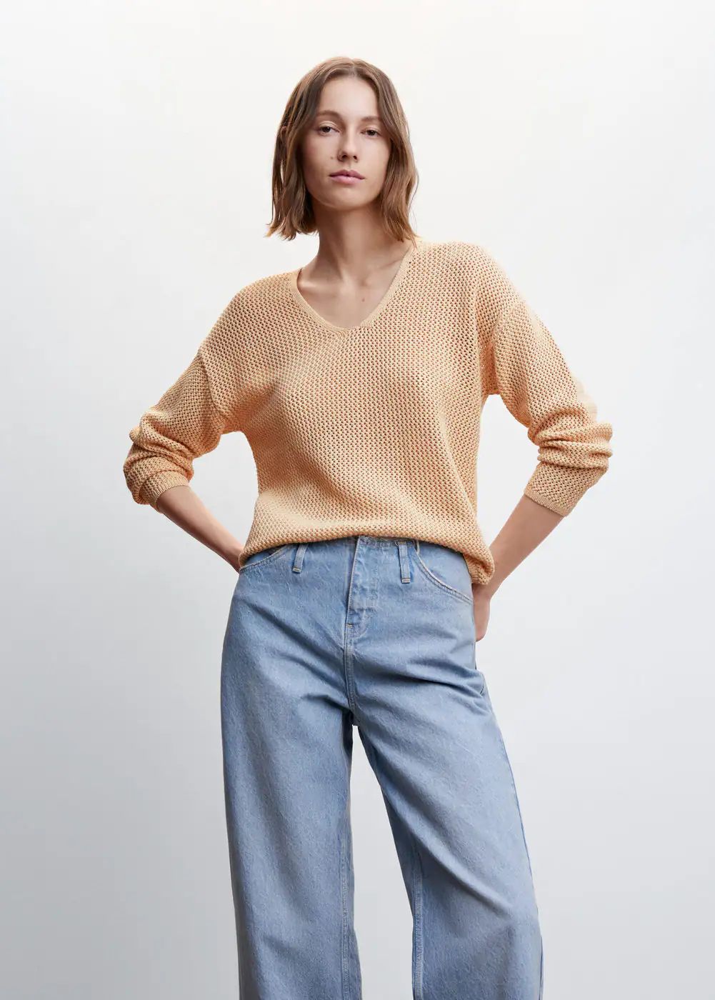 100% cotton v-neck sweater -  Women | Mango USA | MANGO (US)