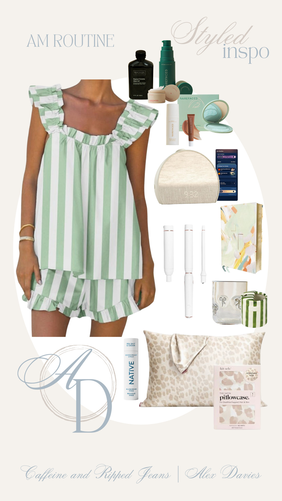 // my morning routine must-haves // i've used this t3 curling wand for like 7 years now and love it!! it's currently on sale for $100 off // the satin pillowcase is great for my skin and hair // barefaced products are always in rotation - if you haven't tried them yet, head over to my instagram links to see my favorites on my storefront // Jesus Bible is my fav (& it's so pretty!!) // pajamas // anthropologie icon glass // icon glass // white bow icon glass // ceramic to go coffee cup // hatch alarm clock - just started using this and I'm obsessed with it!! // 

 #LTKdayinmylife #LTKgrwm #LTKmorningroutine