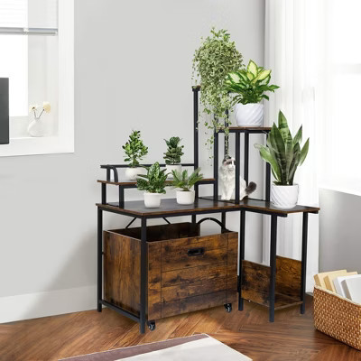 New Cat Litter Box Enclosure Furniture with Flower Stand, Pullable Carring Tray, Coner Plant Stand, Corner Wooden Cat Washroom | Target