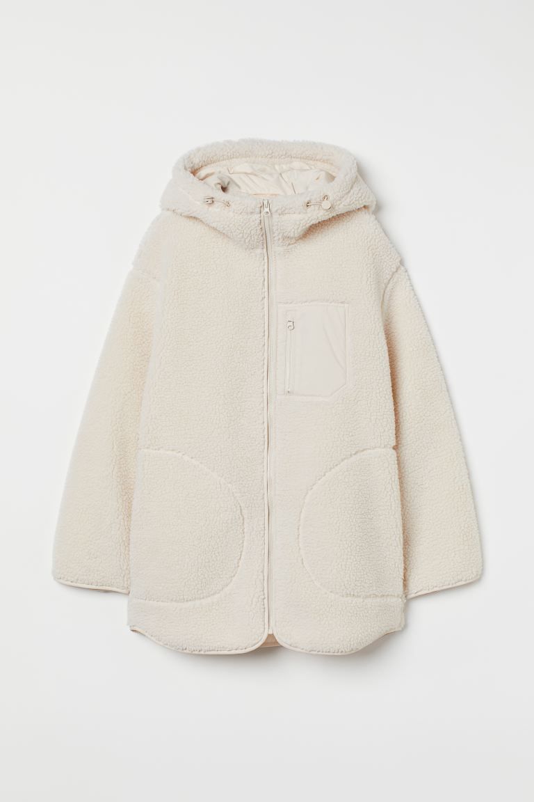 Hooded Faux Shearling Jacket | H&M (US + CA)