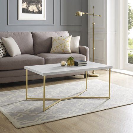 Diana Y-Leg Faux Marble/Gold Coffee Table by Ember Interiors | Walmart (US)