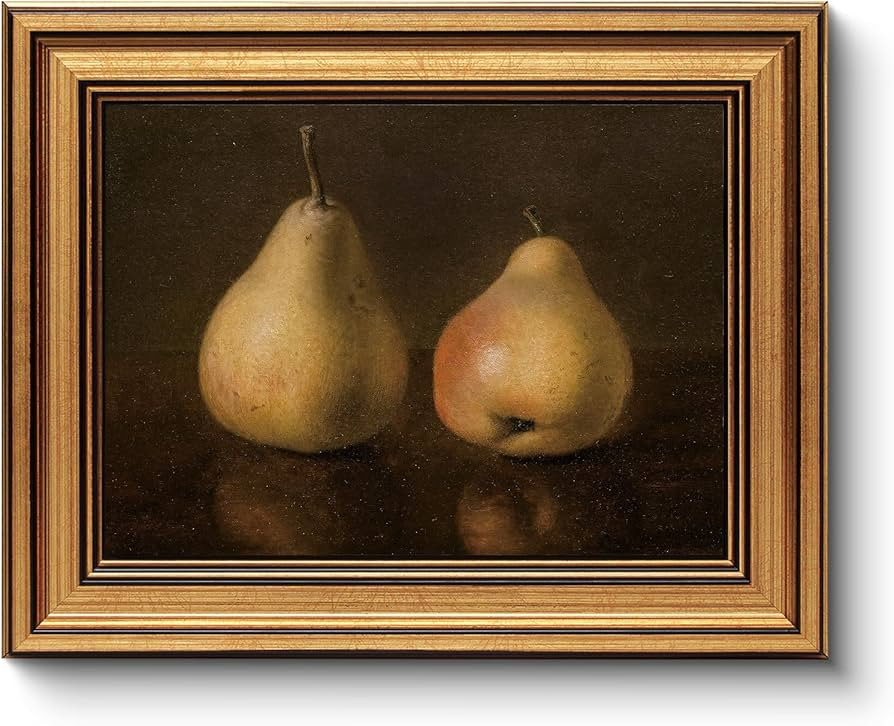 HUARCEY Gold Framed Vintage Wall Art for Living Room, Pear Fruits Painting Prints Shelf Decor for... | Amazon (US)