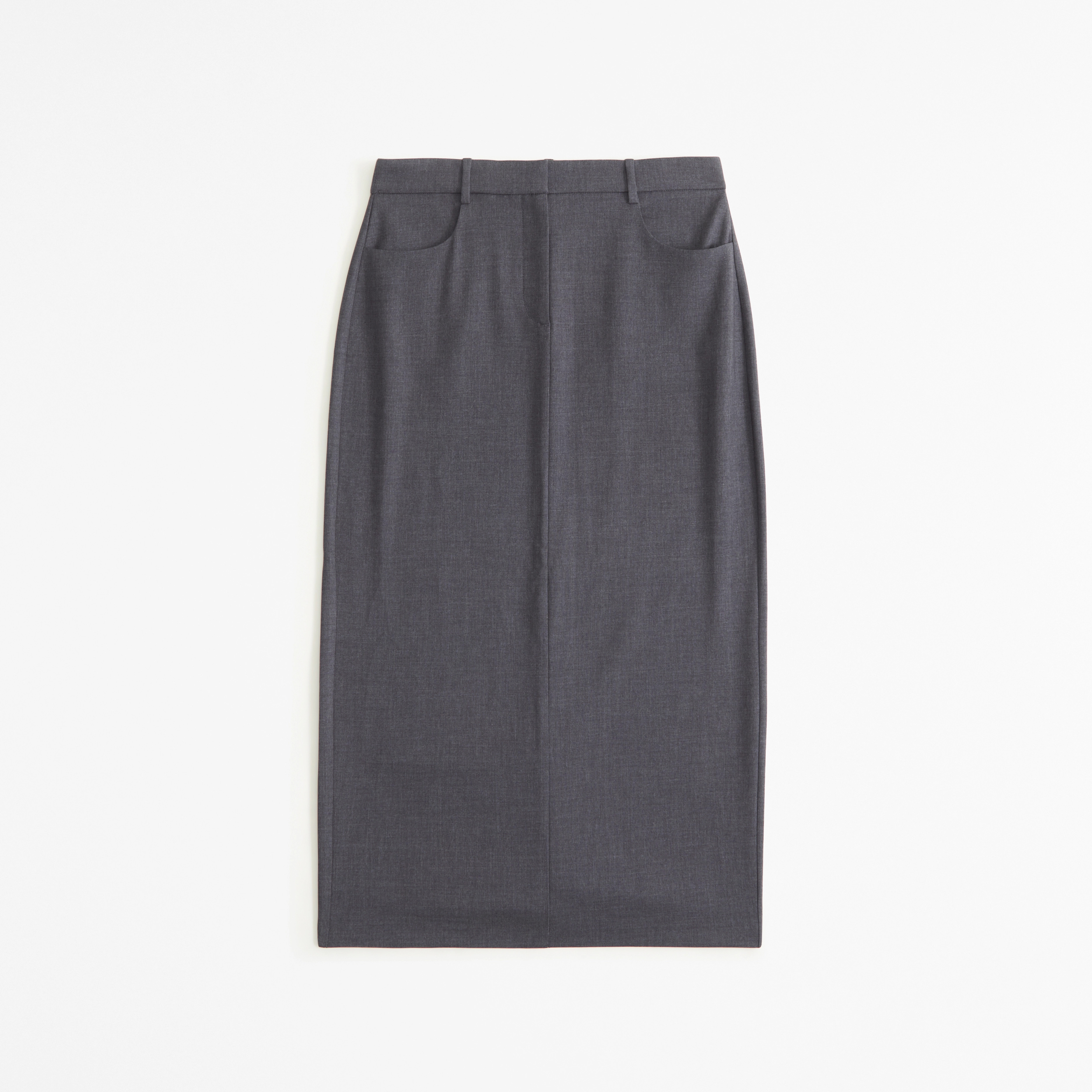Mid Rise Tailored Back-Slit Maxi Skirt | Abercrombie & Fitch (US)