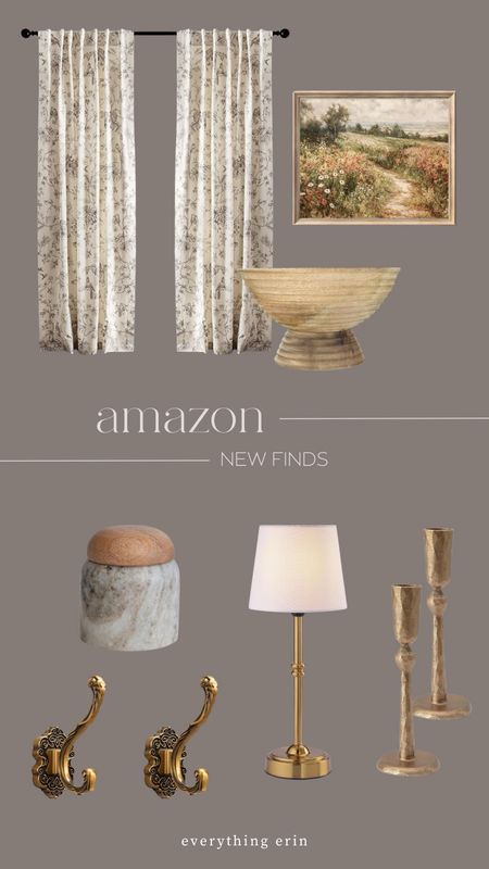 Amazon home decor finds including curtains, table lamp, decorative bowl, artwork and more.

#LTKhome
