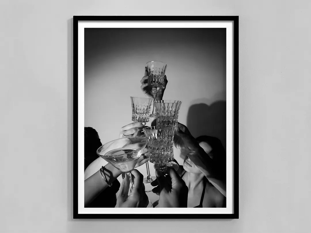 Black and White Cheers Print, Bar Cart Poster, Champagne Poster, Cocktail Wall Art, Trendy Prints... | Etsy (US)