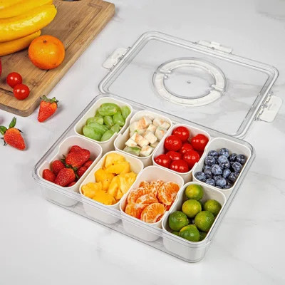 Djurre Divided Serving Tray with Lid and Handle, 8 Compartment Snackle Box | Wayfair North America