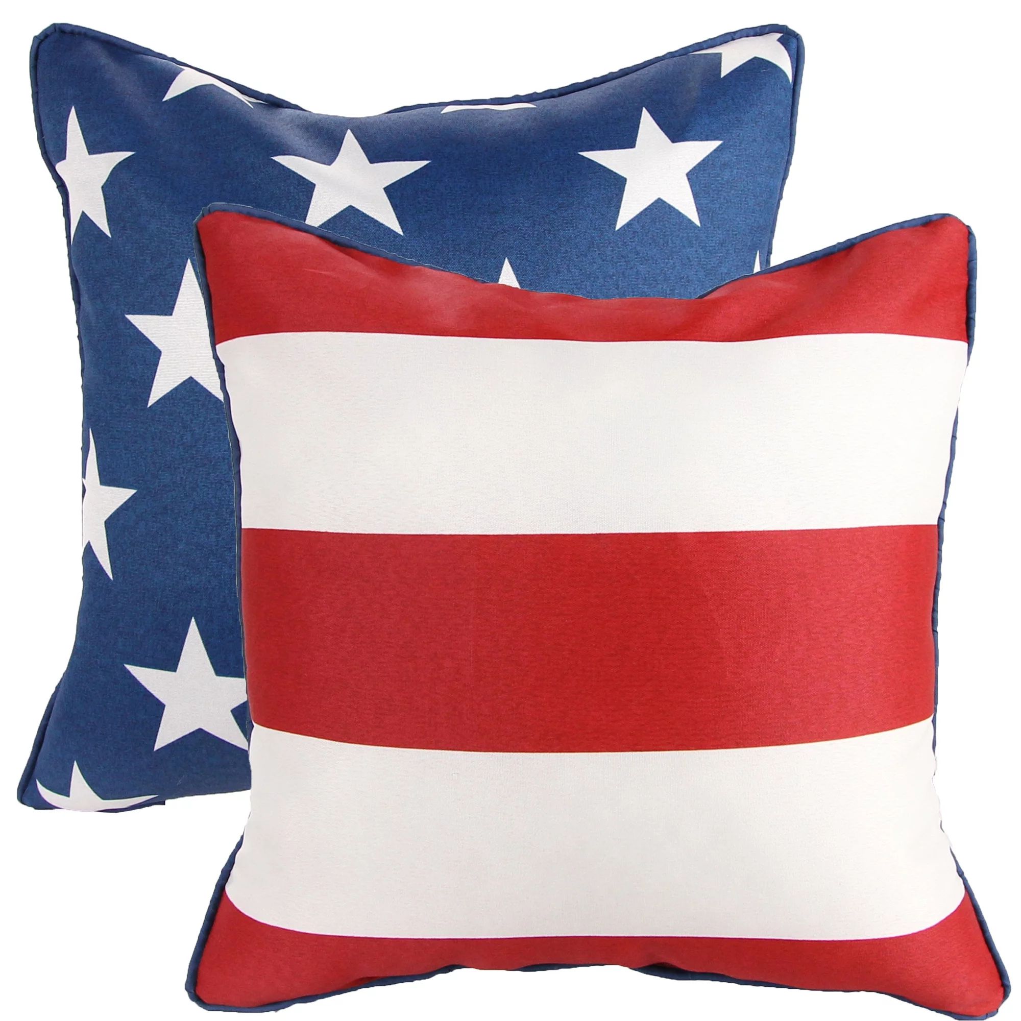 Jordan Manufacturing 18" x 18" Red, White and Blue Stars and Stripes Outdoor Throw Pillow (2-Pack... | Walmart (US)