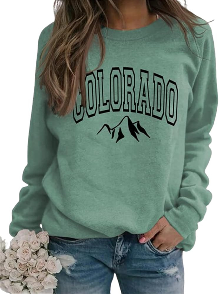 Sweatshirt for Women Colorado Crewneck Pullover Casual Long Sleeve Shirts Ladies Mountain Graphic... | Amazon (US)