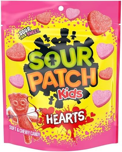 SOUR PATCH KIDS Soft & Chewy Valentines Day Candy Hearts, 10 oz | Amazon (US)