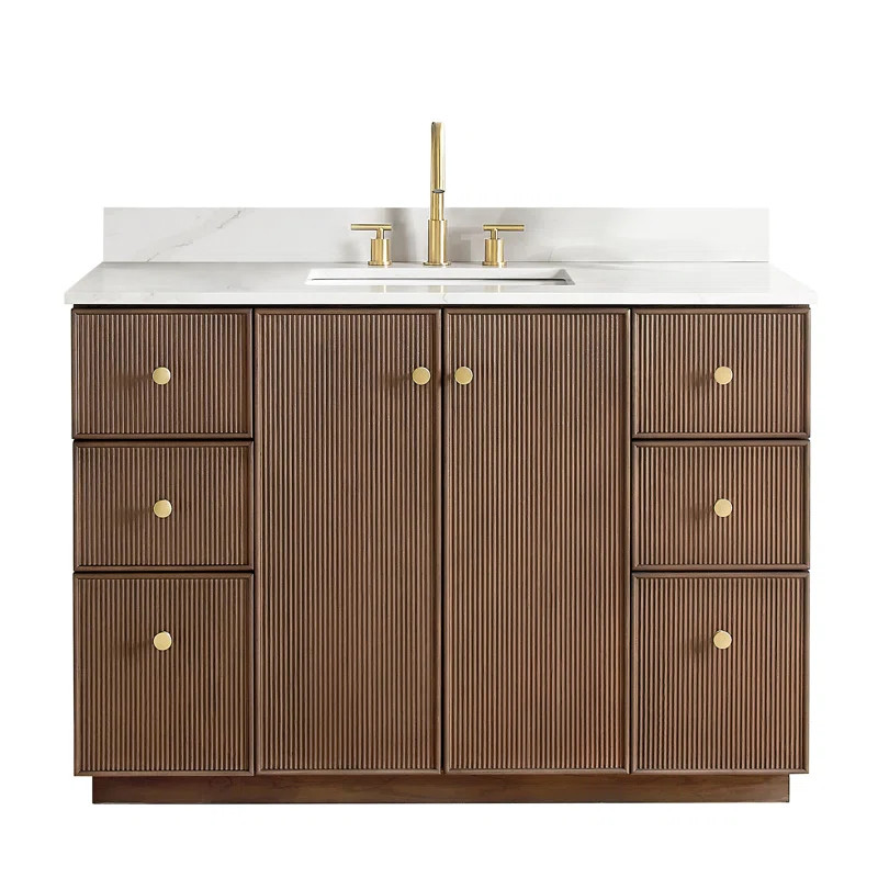 Refugio 48'' Free Standing Single Bathroom Vanity with Quartz Top | Wayfair North America