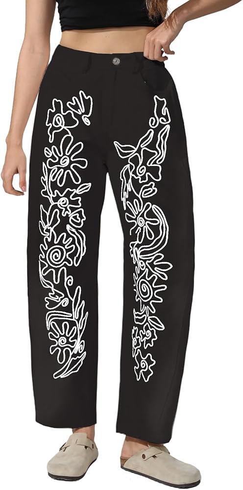 Kedera Embroidered Jeans for Women 2025 Baggy Boyfriend Jeans Barrel Leg Horseshoe Jeans Women Vi... | Amazon (US)