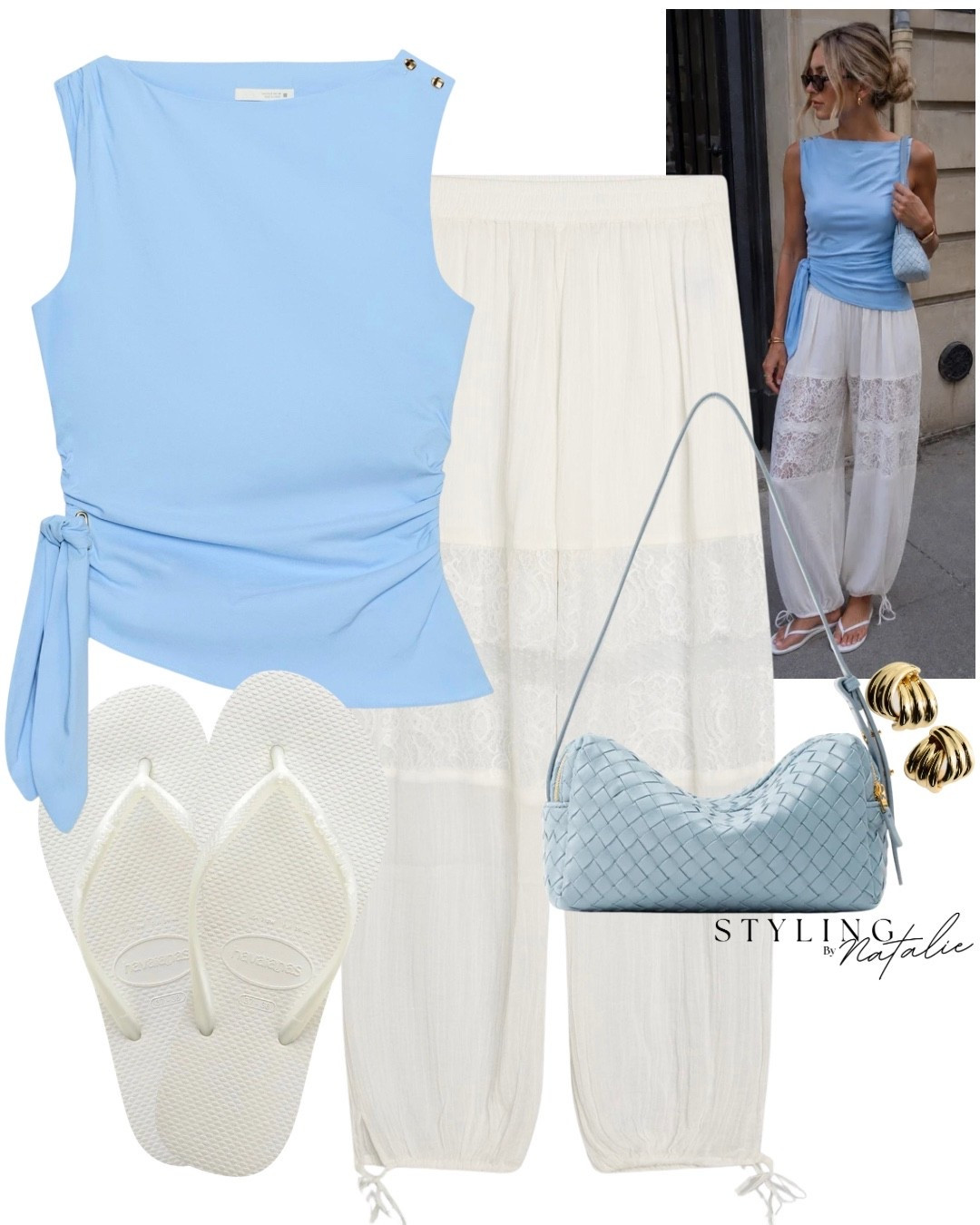 Casual summer look with cute trousers- Lace sarouel trousers. Blue top, Havana’s and woven bag 🩵 
Summer outfit, lace, cute pants, cool girl, flip flops, Zara top

#LTKsummer #LTKuk #LTKeurope
