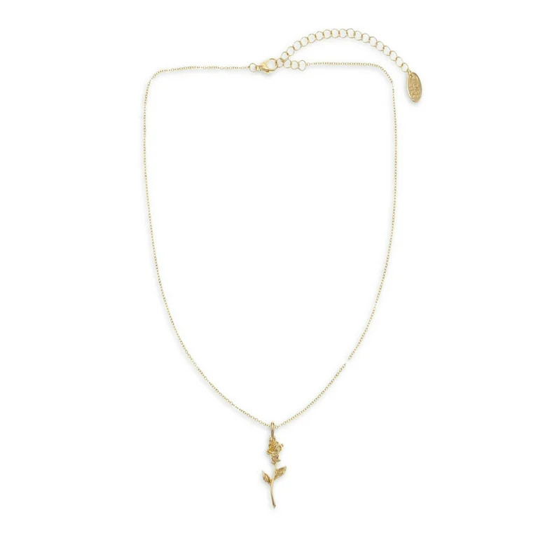 Women's Gold-tone Rose Pendant Necklace, 1 Piece | Walmart (US)