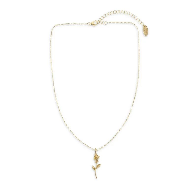 Women's Gold-tone Rose Pendant Necklace, 1 Piece | Walmart (US)