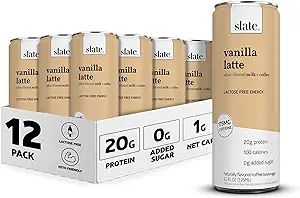 Slate Milk - High Protein Shake, Vanilla Latte, 20g Protein, 0g Added Sugar, 175mg Caffeine, Lact... | Amazon (US)