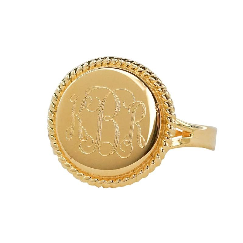 Nautical Rope Monogram Gold Plated Over Sterling Silver Ring | Amazon (US)