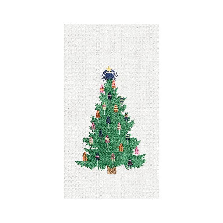 Gallerie II Holiday Buoy Tree Embroidered Waffle Weave Kitchen Towel | Target
