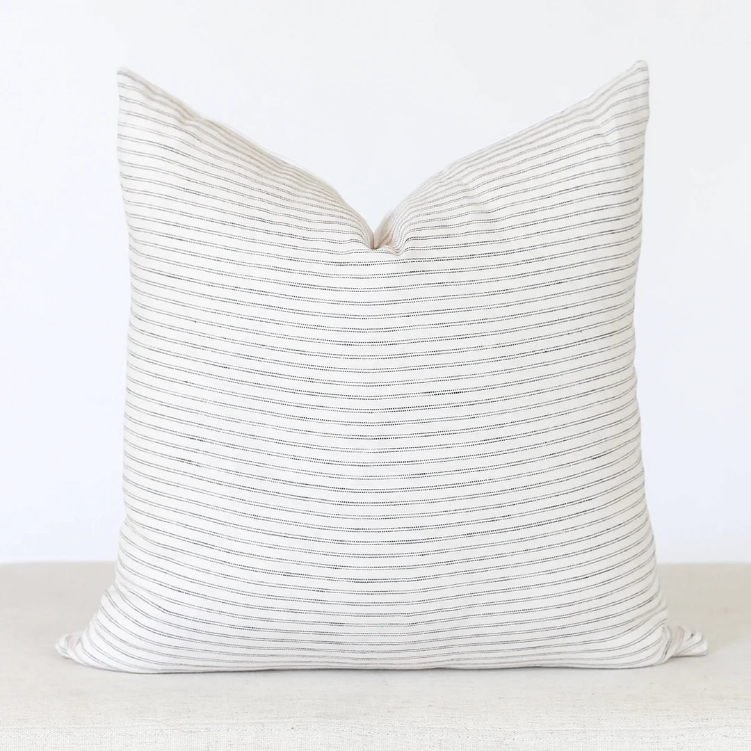 Black and White Stripe Pillow Cover, Striped Farmhouse Pillow Covers 18x18, Striped Ticking Pillo... | Etsy (US)