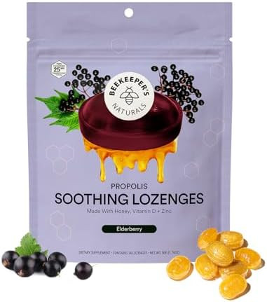 Beekeeper's Naturals Soothing Honey Elderberry Cough Drops Immune Support with Vitamin D, Zinc an... | Amazon (US)