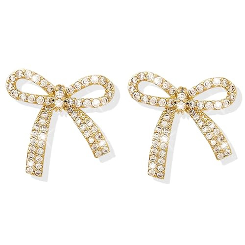 Bow Earrings for Women Dainty Pearl Bow Dangle Drop Earrings Rhinestone Bow Stud Earrings Hallowe... | Amazon (CA)