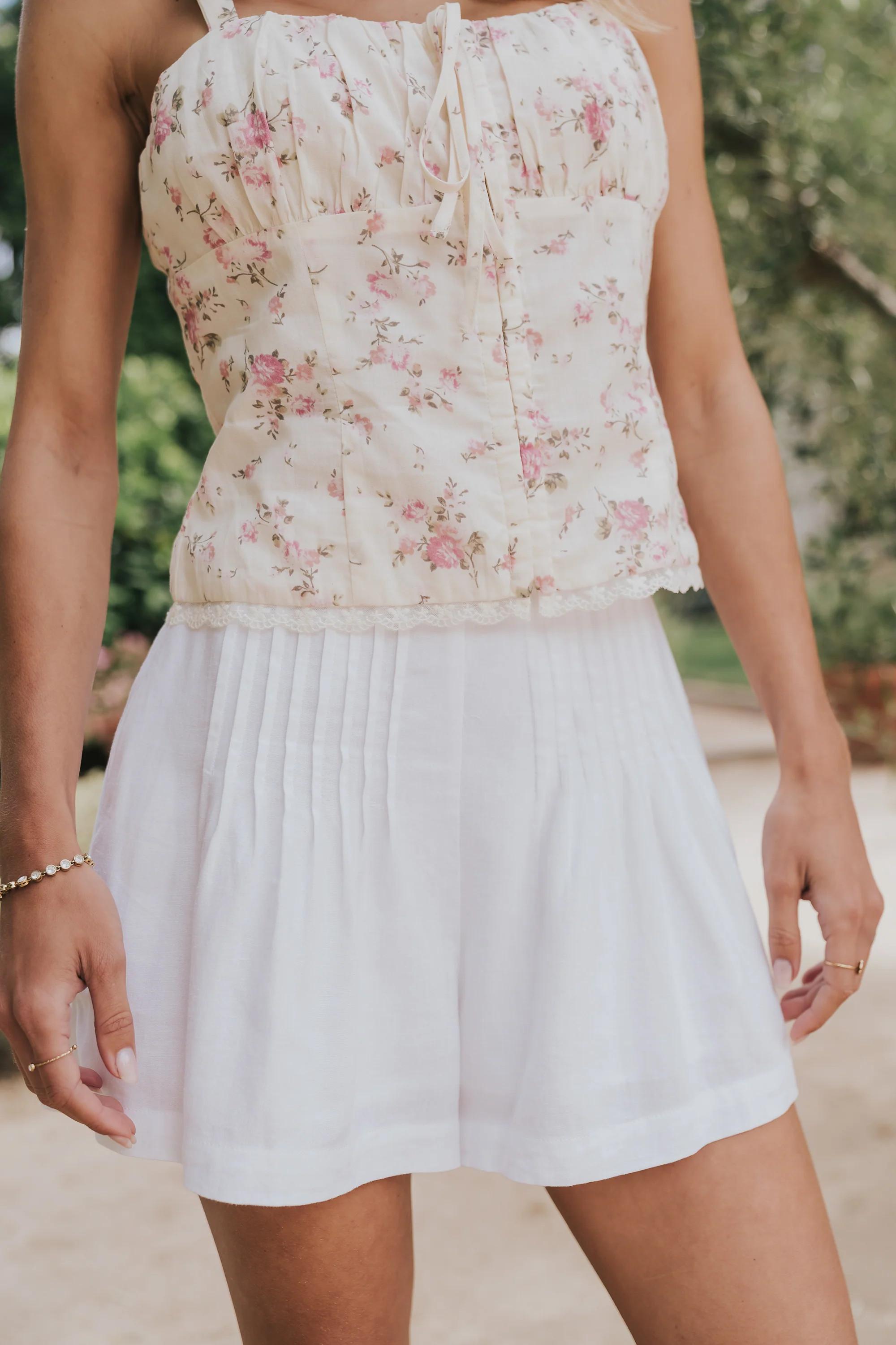 Jenny Pleated Shorts in Ivory | Böhme US