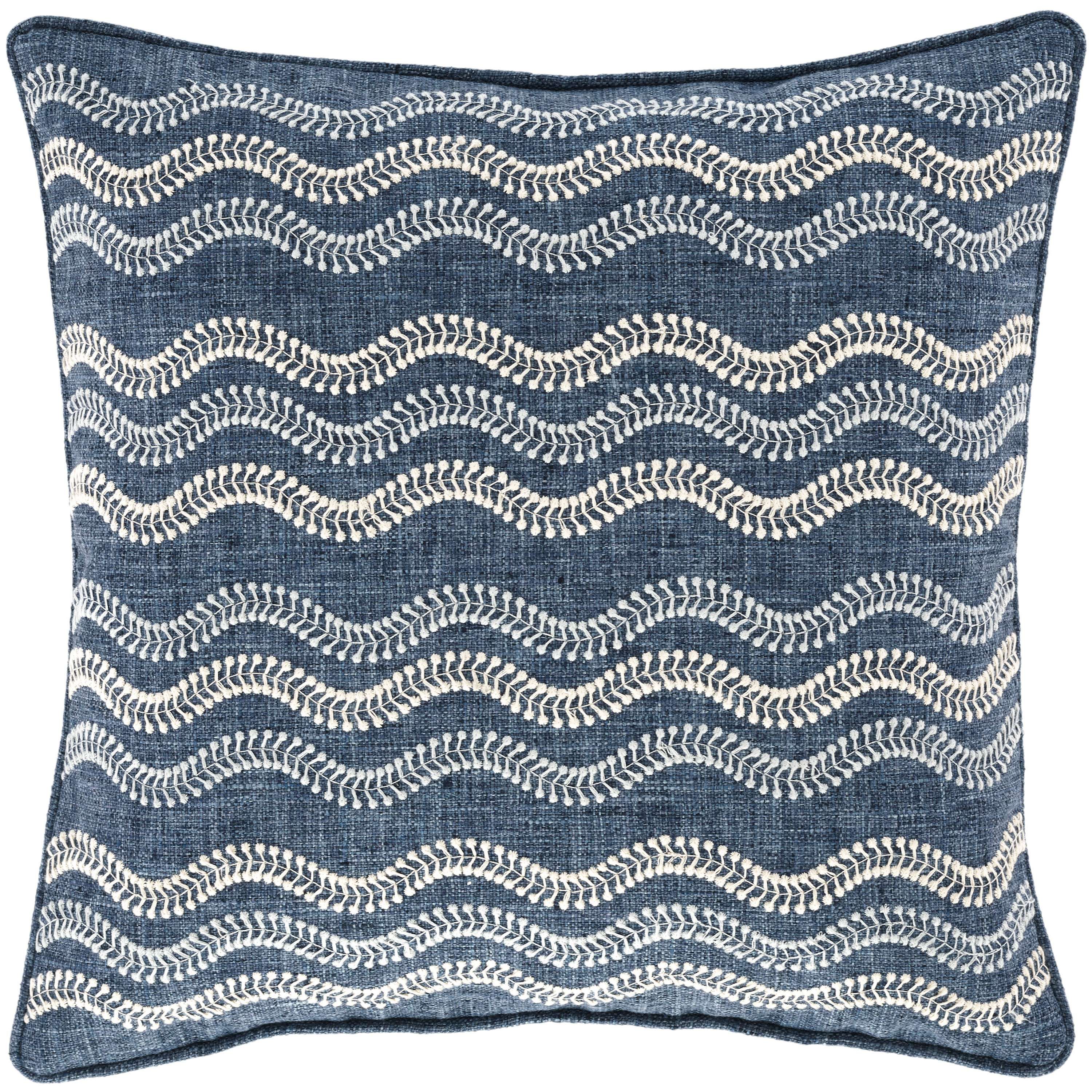 Scout Embroidered Indigo Indoor/Outdoor Decorative Pillow | Burke Decor